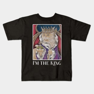 King Cat - I'm The King - White Outlined Version Kids T-Shirt